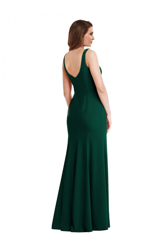 Trompette Col Carré Crêpe Stretch Longue Robes demoiselle d'honneur / Robes de bal à Bas Prix