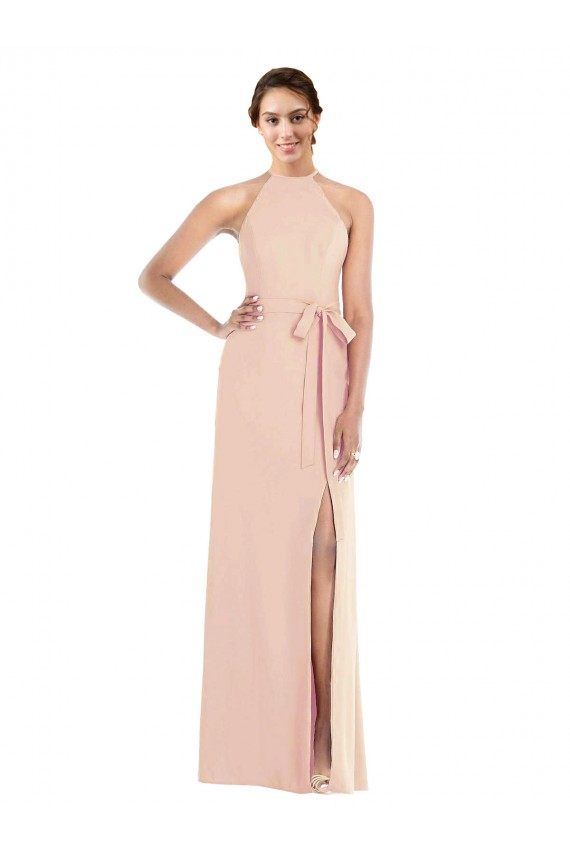 Trompette Licou Crêpe Stretch Longue Formelles Robes demoiselle d'honneur / Robes de soirée / Robes de bal à Bas Prix