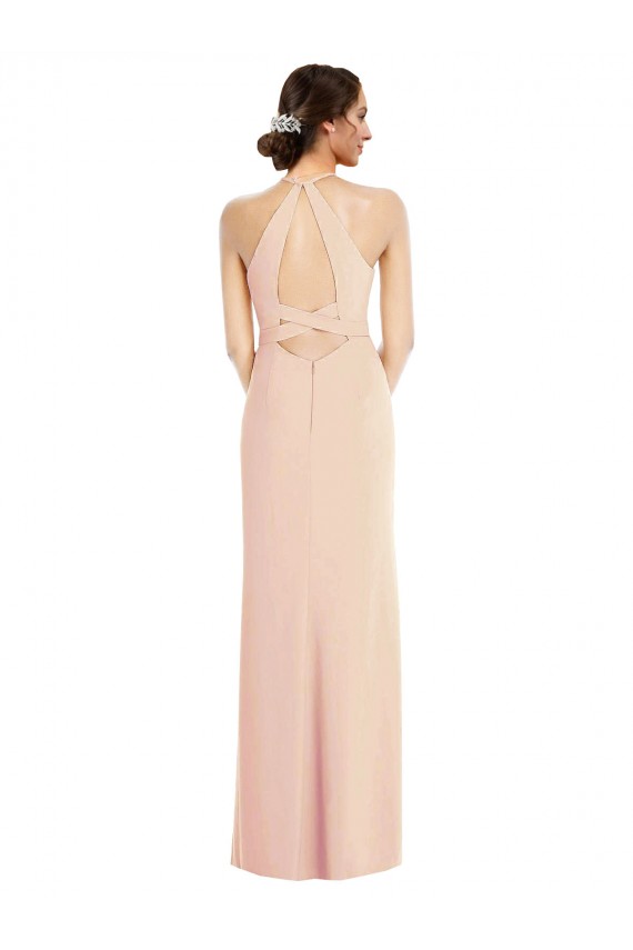 Trompette Licou Crêpe Stretch Longue Formelles Robes demoiselle d'honneur / Robes de soirée / Robes de bal à Bas Prix