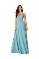 Turquoise Trapèze Col V Mousseline Longue Robes demoiselle d'honneur à Bas Prix
