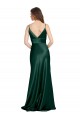 Vert Chasseur Fourreau Bretelles spaghetti Col V Satiné Stretch Longue Formelles Robes demoiselle d'honneur / Robes de soirée / Robes de bal à Bas Prix