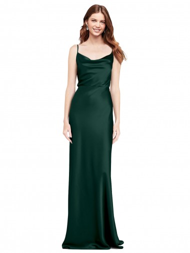 Vert Chasseur Fourreau Satiné Stretch Longue Formelles Robes demoiselle d'honneur / Robes de soirée / Robes de bal à Bas Prix