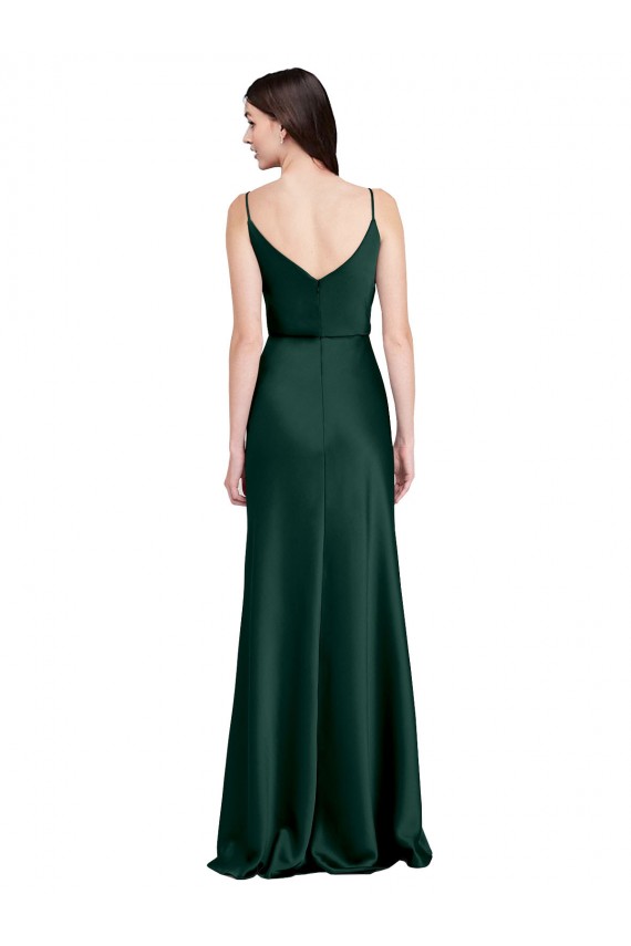 Vert Chasseur Fourreau Satiné Stretch Longue Formelles Robes demoiselle d'honneur / Robes de soirée / Robes de bal à Bas Prix