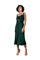 Vert Chasseur Fourreau midi Satiné Stretch Courte Robes demoiselle d'honneur / Robes de soirée / Robes de cocktail à Bas Prix