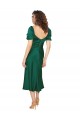 Vert Chasseur Trapèze midi Satiné Soyeux Courte Robes demoiselle d'honneur / Robes de soirée / Robes de bal à Bas Prix