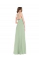Vert Sauge Trapèze Scoop Mousseline Longue Robes demoiselle d'honneur à Bas Prix