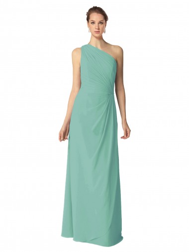 Vert de jade Trapèze Mousseline Longue Robes demoiselle d'honneur à Bas Prix