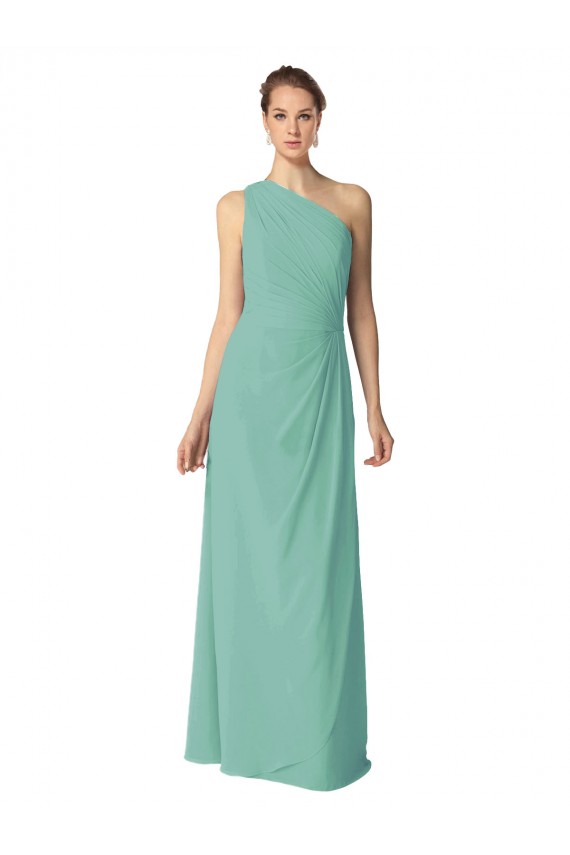Vert de jade Trapèze Mousseline Longue Robes demoiselle d'honneur à Bas Prix