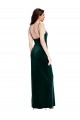 Vert foncé Fourreau Bretelles spaghetti Col Carré Velours Stretch Longue Robes demoiselle d'honneur / Robes de bal à Bas Prix