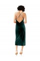 Vert foncé Fourreau Bretelles spaghetti midi Velours Stretch Courte Robes demoiselle d'honneur / Robes de soirée / Robes de cocktail à Bas Prix
