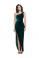Vert foncé Fourreau Velours Stretch Longue Asymétrique Robes demoiselle d'honneur / Robes de bal à Bas Prix