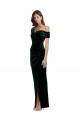 Vert foncé Fourreau Épaule Dénudée Velours Stretch Longue Asymétrique Formelles Robes demoiselle d'honneur / Robes de soirée / Robes de bal à Bas Prix