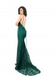 Vert foncé Sirène Col V Dentelle Longue Robes demoiselle d'honneur / Robes de bal à Bas Prix