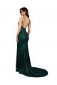 Vert foncé Sirène Col V Paillette Longue Formelles Robes demoiselle d'honneur / Robes de soirée / Robes de bal à Bas Prix