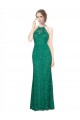 Vert foncé Sirène Licou Col Haut Dentelle Longue Robes demoiselle d'honneur / Robes de bal à Bas Prix