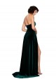 Vert foncé Trapèze Balayage train Velours Stretch Longue Robes demoiselle d'honneur / Robes de bal à Bas Prix