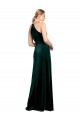 Vert foncé Trapèze Bretelles spaghetti Col bijou Velours Stretch Longue Robes demoiselle d'honneur / Robes de bal à Bas Prix