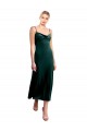 Vert foncé Trapèze Bretelles spaghetti midi Velours Stretch Courte Robes demoiselle d'honneur / Robes de bal / Robes de cocktail à Bas Prix