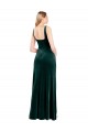 Vert foncé Trapèze Col Carré Velours Stretch Longue Robes demoiselle d'honneur / Robes de bal à Bas Prix