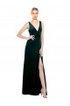 Vert foncé Trapèze Col V Velours Stretch Longue Formelles Robes demoiselle d'honneur / Robes de soirée / Robes de bal à Bas Prix