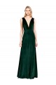 Vert foncé Trapèze Col V Velours Stretch Longue Formelles Robes demoiselle d'honneur / Robes de soirée / Robes de bal à Bas Prix
