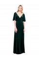 Vert foncé Trapèze Col V Velours Stretch Longue Robes demoiselle d'honneur / Robes de bal à Bas Prix