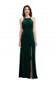 Vert foncé Trapèze Licou Col Haut Velours Stretch Longue Robes demoiselle d'honneur / Robes de bal à Bas Prix