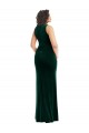 Vert foncé Trompette Col Carré Velours Stretch Longue Robes demoiselle d'honneur / Robes de bal à Bas Prix