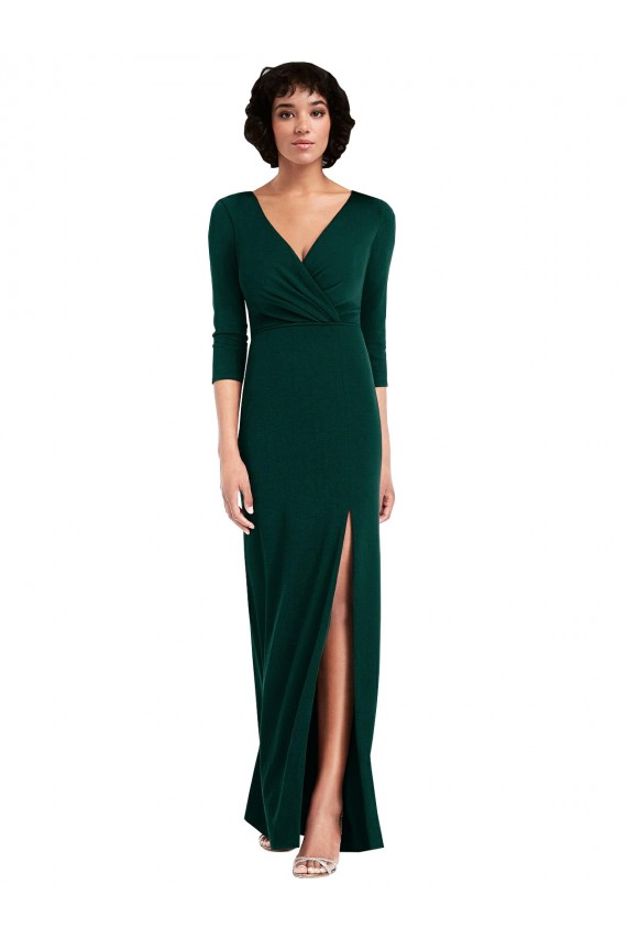 Vert foncé Trompette Col V Spandex Longue Formelles Robes demoiselle d'honneur / Robes de soirée / Robes de bal à Bas Prix
