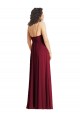 Vert fumée Trompette Bretelles spaghetti Col V Mousseline Longue Formelles Robes demoiselle d'honneur / Robes de soirée à Bas Prix