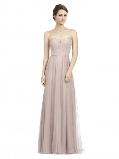 Vintage Rose Trapèze Tulle Longue Robes demoiselle d'honneur à Bas Prix