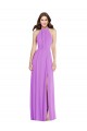 Violet Trapèze Licou Mousseline Longue Formelles Robes demoiselle d'honneur / Robes de soirée à Bas Prix
