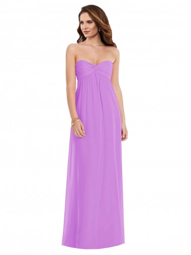 Violet Trapèze Mousseline Longue Robes demoiselle d'honneur à Bas Prix