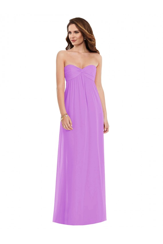 Violet Trapèze Mousseline Longue Robes demoiselle d'honneur à Bas Prix