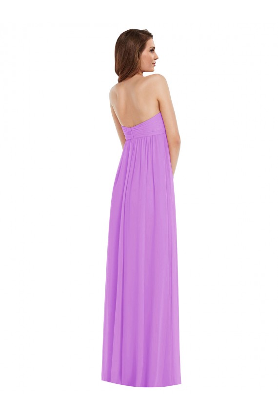Violet Trapèze Mousseline Longue Robes demoiselle d'honneur à Bas Prix