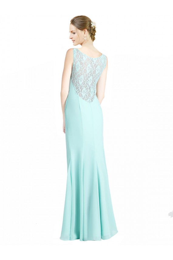 Waterfall Sirène Col V Mousseline Dentelle Longue Robes demoiselle d'honneur à Bas Prix